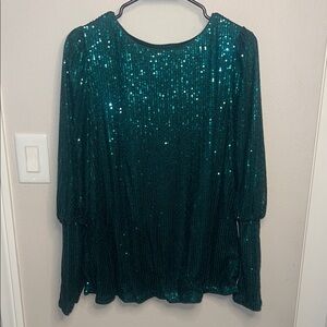 SHEIN Emerald Sequin Blouse